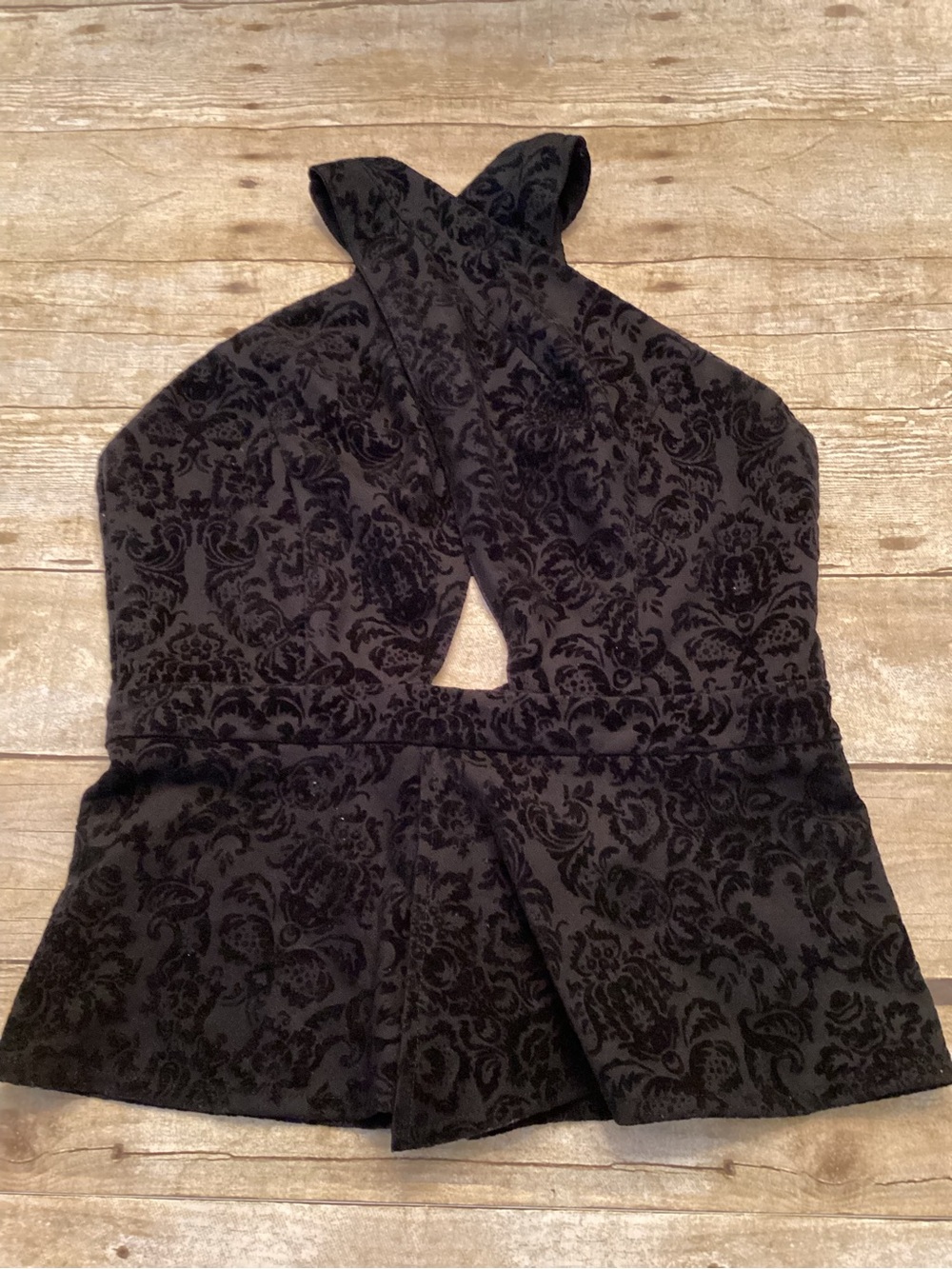 Forever 21 Black Velvet Damask Halter Camisole